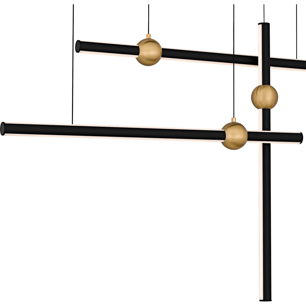 Quoizel Harvick 44in Linear Island Chandelier | Modern Matte Black and Gold LED | Kitchen Island & Dining Room | Model PCHVK144MBK