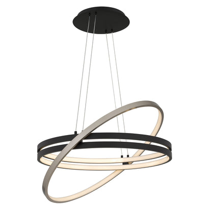Quoizel Isabelle 32.5in LED Pendant | Modern Matte Black Steel | Kitchen Island & Dining Room | 32.5 x 32.5 x 3.5 in | Model PCISB2832MBK