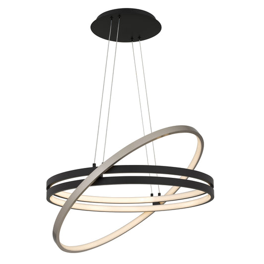 Quoizel Isabelle 32.5in LED Pendant | Modern Matte Black Steel | Kitchen Island & Dining Room | 32.5 x 32.5 x 3.5 in | Model PCISB2832MBK