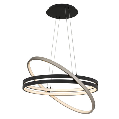 Quoizel Isabelle 32.5in LED Pendant | Modern Matte Black Steel | Kitchen Island & Dining Room | 32.5 x 32.5 x 3.5 in | Model PCISB2832MBK
