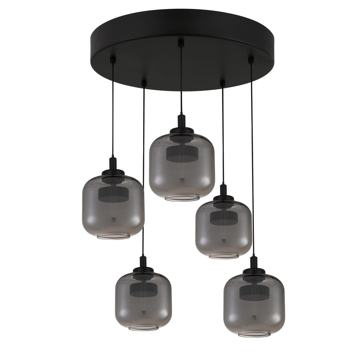 Quoizel Lenora 22in LED Pendant | Contemporary Matte Black and Smoke Glass | Kitchen Island & Dining Room | 22 x 22 x 8.5 in | Model PCLEN2822MBK