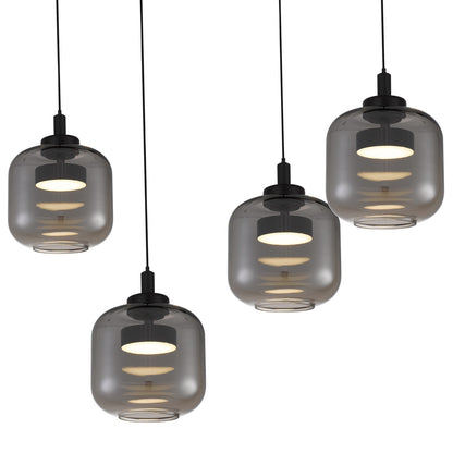 Quoizel Lenora 38in 5-Light Island Chandelier | Contemporary Matte Black and Smoke Glass | Kitchen Island & Dining Room | Model PCLEN538MBK