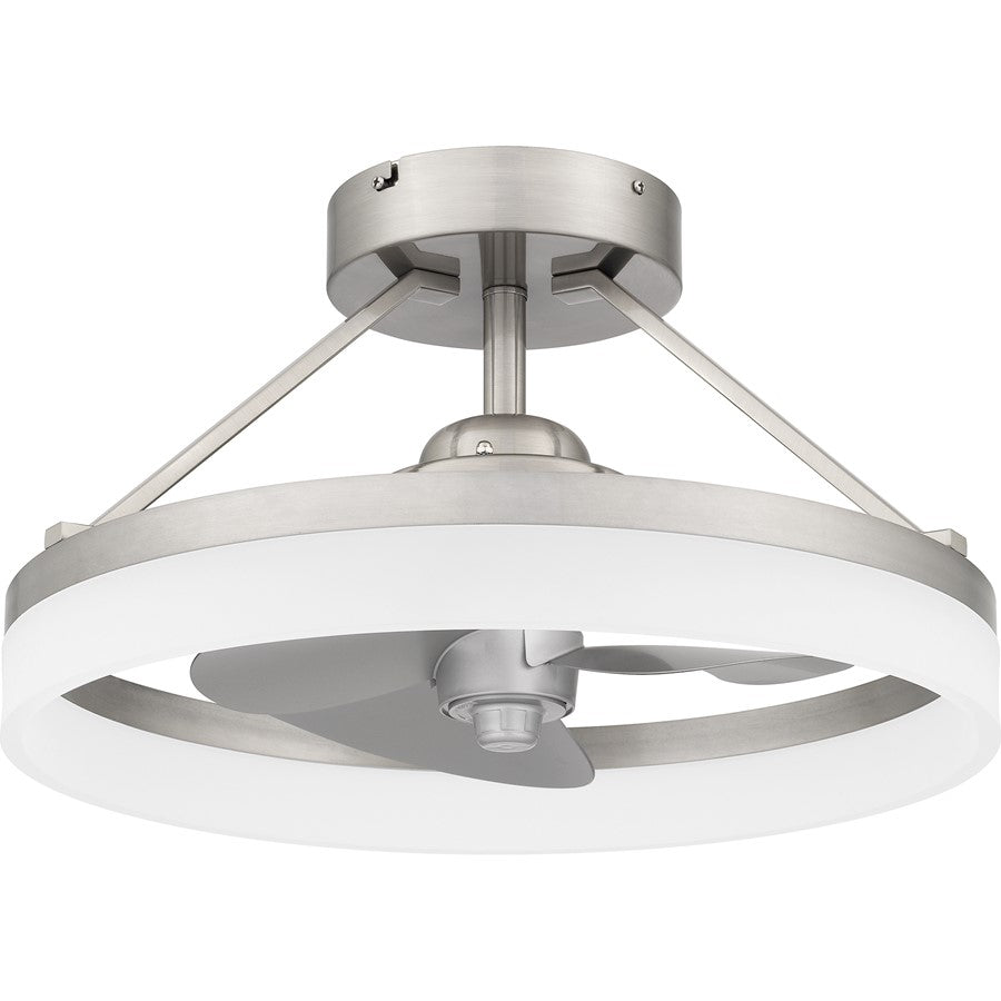Quoizel Cohen LED Fandelier, Brushed Nickel/White Acrylic