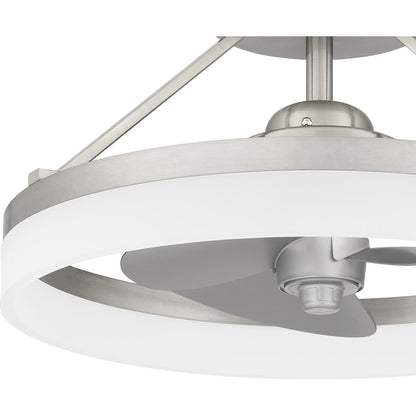 Quoizel Cohen LED Fandelier, Brushed Nickel/White Acrylic