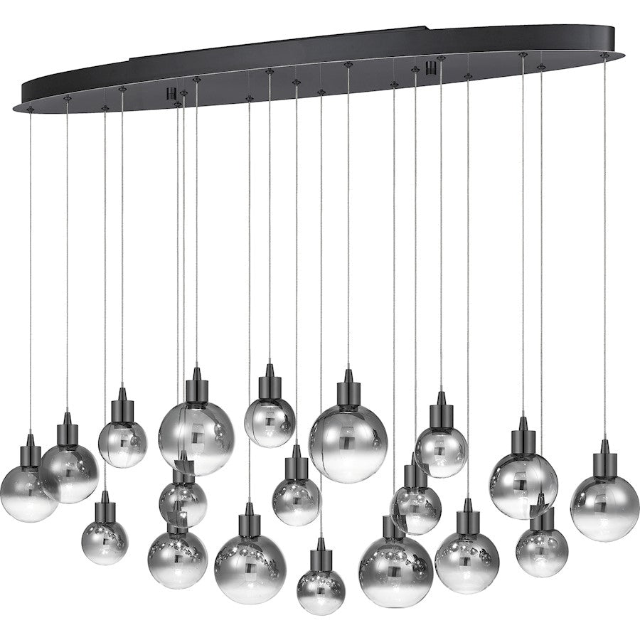 Quoizel Shadow Linear LED Light Chandelier, Black Chrome/Smoke