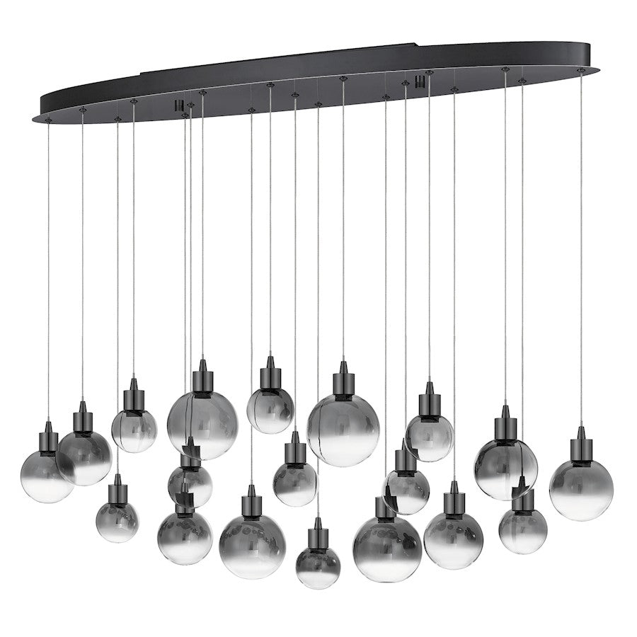Quoizel Shadow Linear LED Light Chandelier, Black Chrome/Smoke