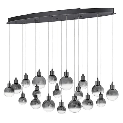 Quoizel Shadow Linear LED Light Chandelier, Black Chrome/Smoke