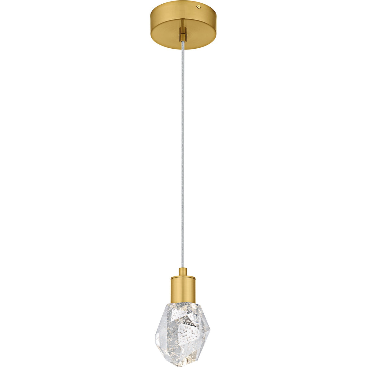Quoizel Skye 5in 1-Light Mini Pendant | Modern Brushed Gold and Clear Bubble Crystal Glass | Kitchen Island & Bar | 5 x 5 x 7 in | Model PCSKY1505BRG