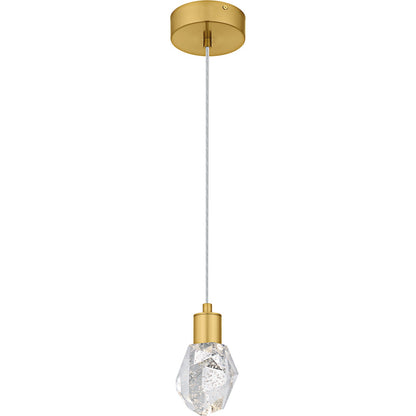 Quoizel Skye 5in 1-Light Mini Pendant | Modern Brushed Gold and Clear Bubble Crystal Glass | Kitchen Island & Bar | 5 x 5 x 7 in | Model PCSKY1505BRG