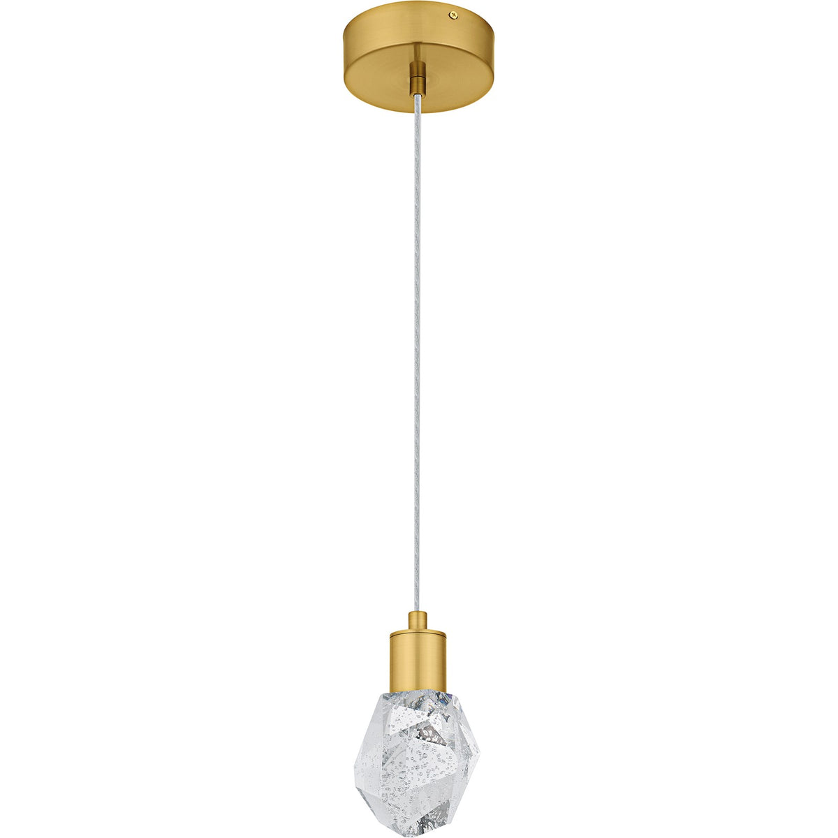 Quoizel Skye 5in 1-Light Mini Pendant | Modern Brushed Gold and Clear Bubble Crystal Glass | Kitchen Island & Bar | 5 x 5 x 7 in | Model PCSKY1505BRG