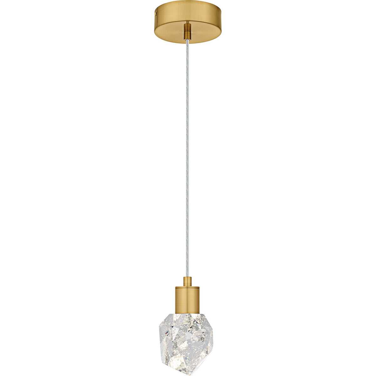 Quoizel Skye 5in 1-Light Mini Pendant | Modern Brushed Gold and Clear Bubble Crystal Glass | Kitchen Island & Bar | 5 x 5 x 7 in | Model PCSKY1505BRG