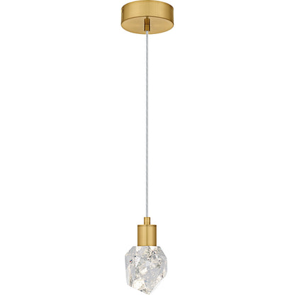 Quoizel Skye 5in 1-Light Mini Pendant | Modern Brushed Gold and Clear Bubble Crystal Glass | Kitchen Island & Bar | 5 x 5 x 7 in | Model PCSKY1505BRG