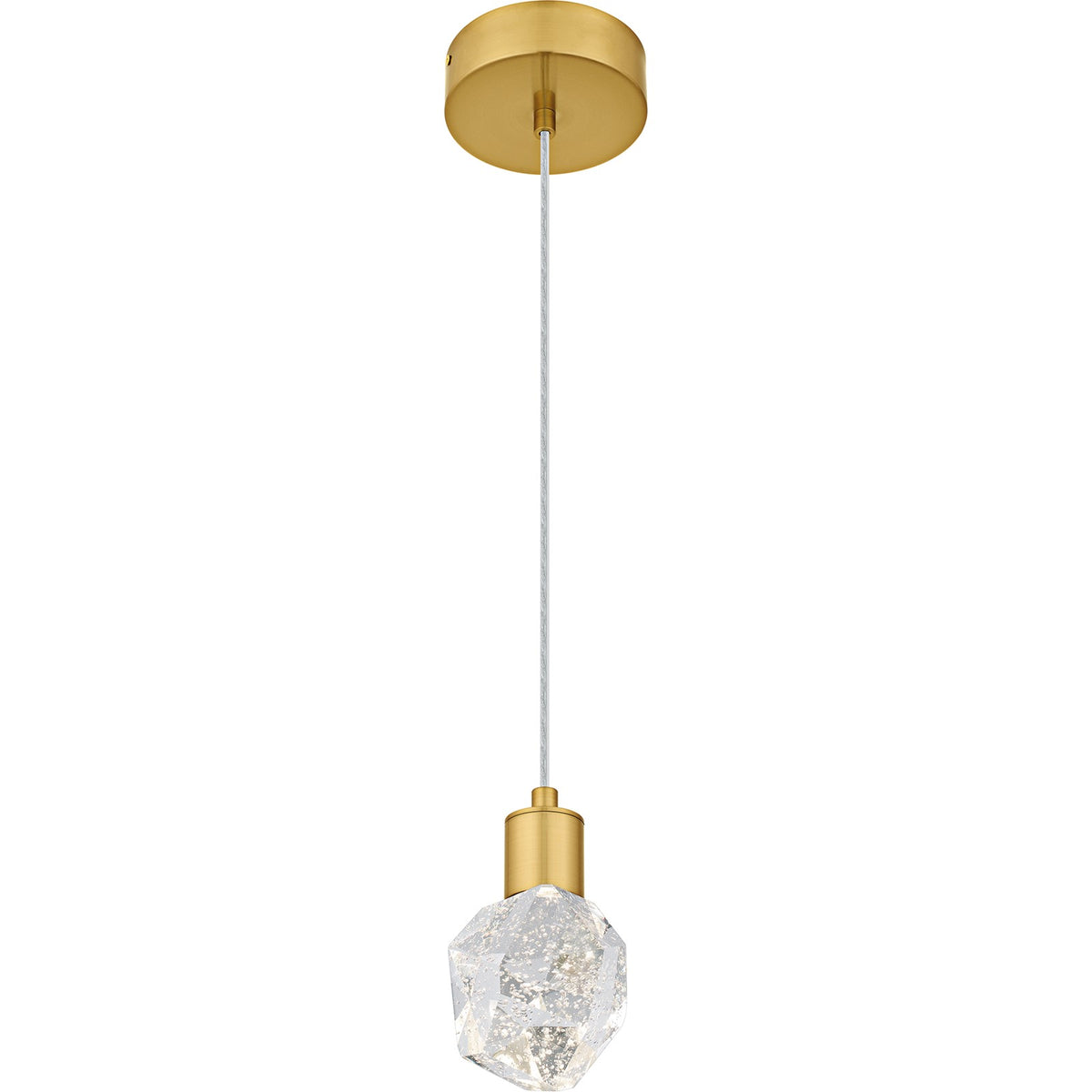 Quoizel Skye 5in 1-Light Mini Pendant | Modern Brushed Gold and Clear Bubble Crystal Glass | Kitchen Island & Bar | 5 x 5 x 7 in | Model PCSKY1505BRG