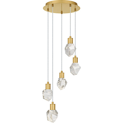 Quoizel Skye 14in 1-Light Pendant | Modern Brushed Gold and Clear Bubble Crystal Glass | Kitchen Island & Dining Room | Model PCSKY1812BRG