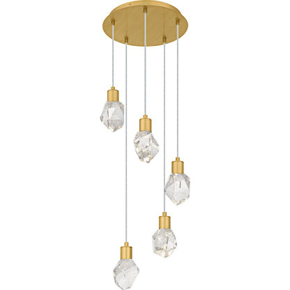Quoizel Skye 14in 1-Light Pendant | Modern Brushed Gold and Clear Bubble Crystal Glass | Kitchen Island & Dining Room | Model PCSKY1812BRG