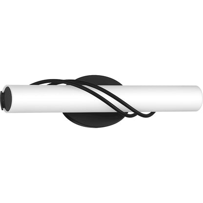 Quoizel Serenade 19in LED Vanity Light | Contemporary Matte Black and White Etched Glass | Bathroom Vanity | 19 x 4 x 4.75 in | Model PCSQ8519MBK