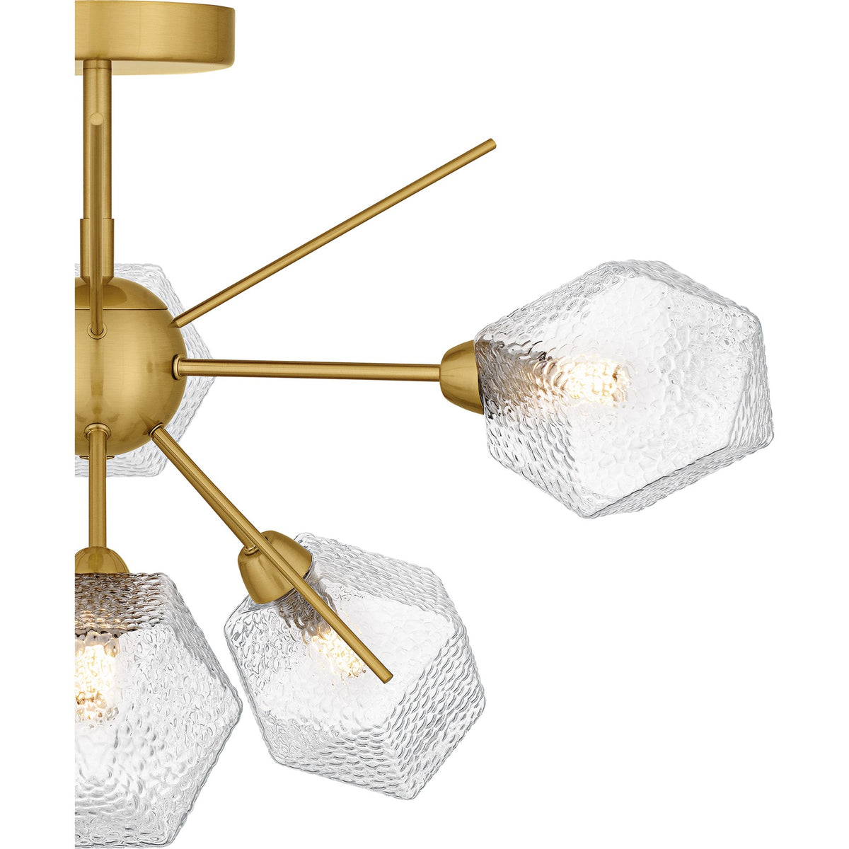 Quoizel Salvador 24in 6-Light Semi-Flush Mount | Modern Brushed Gold and Clear Textured Glass | Dining Room & Entryway | Model PCSVD1724BRG