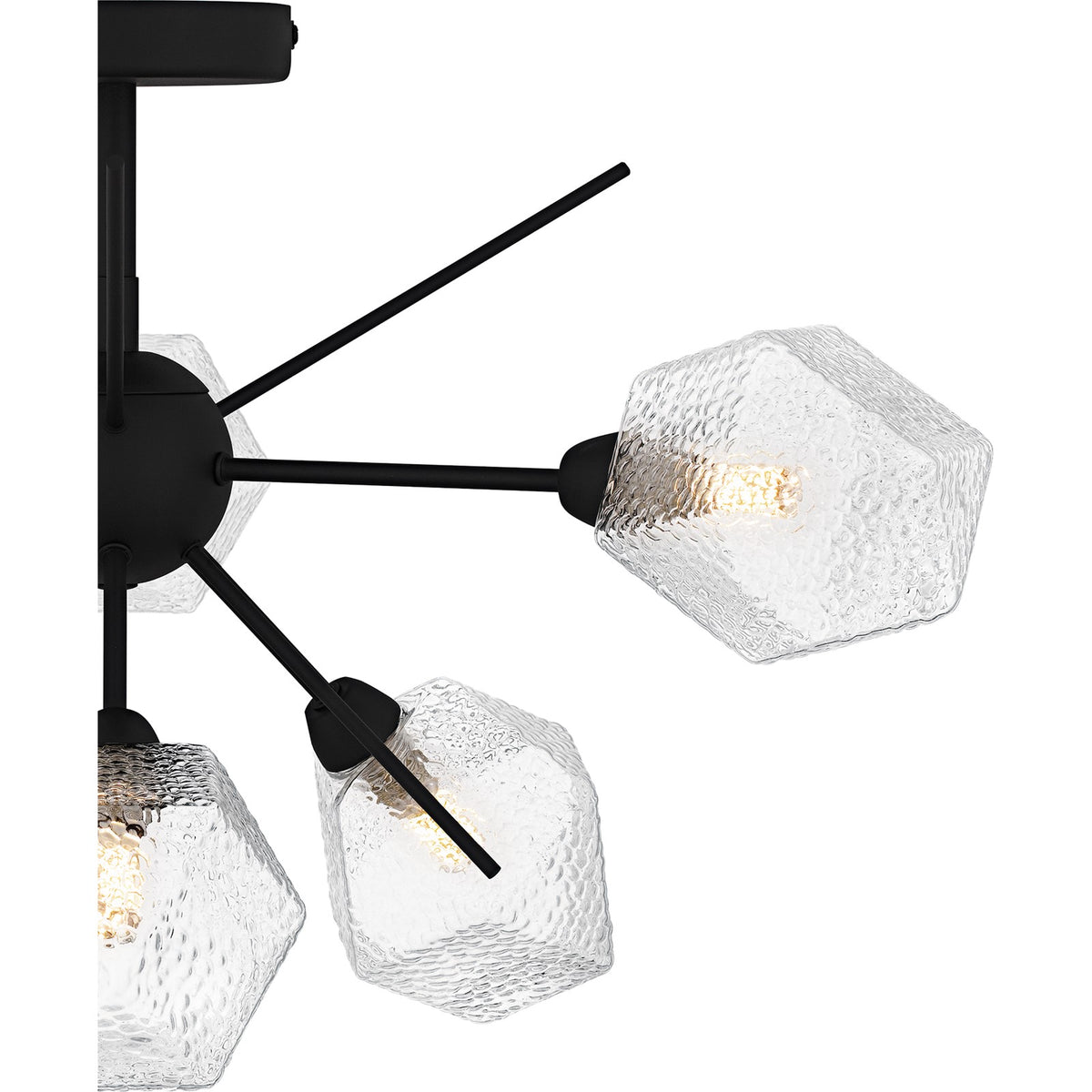 Quoizel Salvador 24in 6-Light Semi-Flush Mount | Modern Earth Black and Clear Textured Glass | Dining Room & Entryway | Model PCSVD1724EK