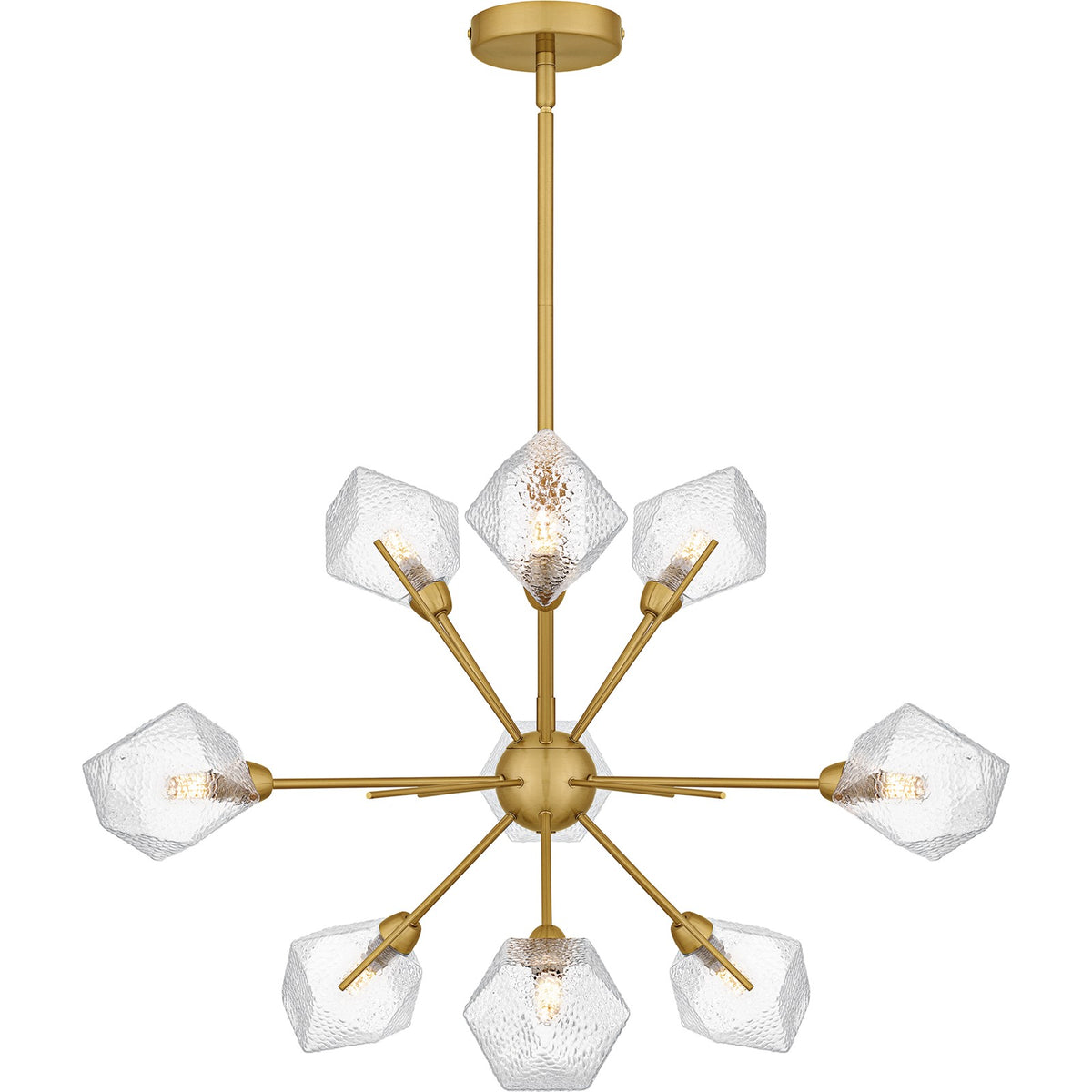 Quoizel Salvador 30in 9-Light Chandelier | Modern Brushed Gold and Clear Textured Glass | Dining Room & Living Room | Model PCSVD5034BRG