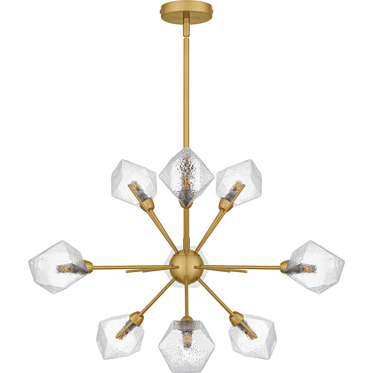 Quoizel Salvador 30in 9-Light Chandelier | Modern Brushed Gold and Clear Textured Glass | Dining Room & Living Room | Model PCSVD5034BRG