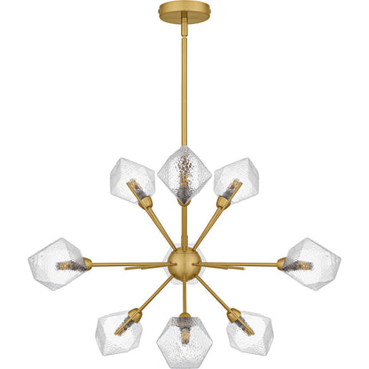 Quoizel Salvador 30in 9-Light Chandelier | Modern Brushed Gold and Clear Textured Glass | Dining Room & Living Room | Model PCSVD5034BRG