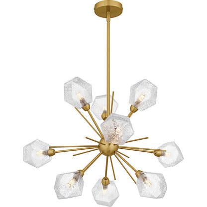 Quoizel Salvador 30in 9-Light Chandelier | Modern Brushed Gold and Clear Textured Glass | Dining Room & Living Room | Model PCSVD5034BRG