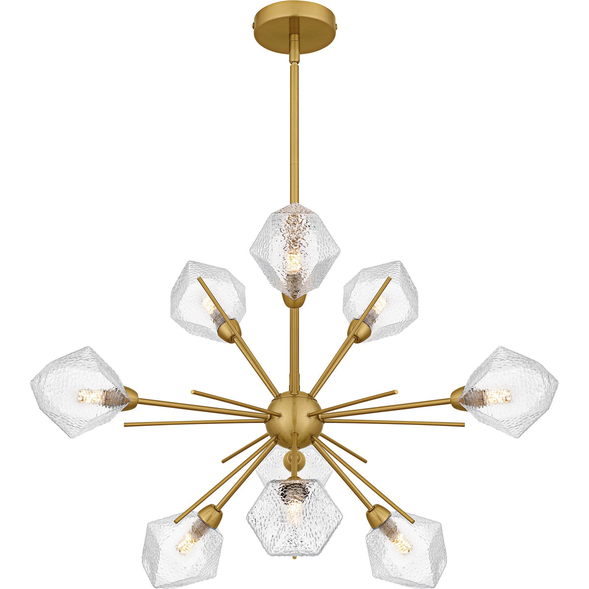 Quoizel Salvador 30in 9-Light Chandelier | Modern Brushed Gold and Clear Textured Glass | Dining Room & Living Room | Model PCSVD5034BRG
