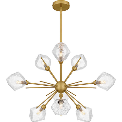 Quoizel Salvador 30in 9-Light Chandelier | Modern Brushed Gold and Clear Textured Glass | Dining Room & Living Room | Model PCSVD5034BRG