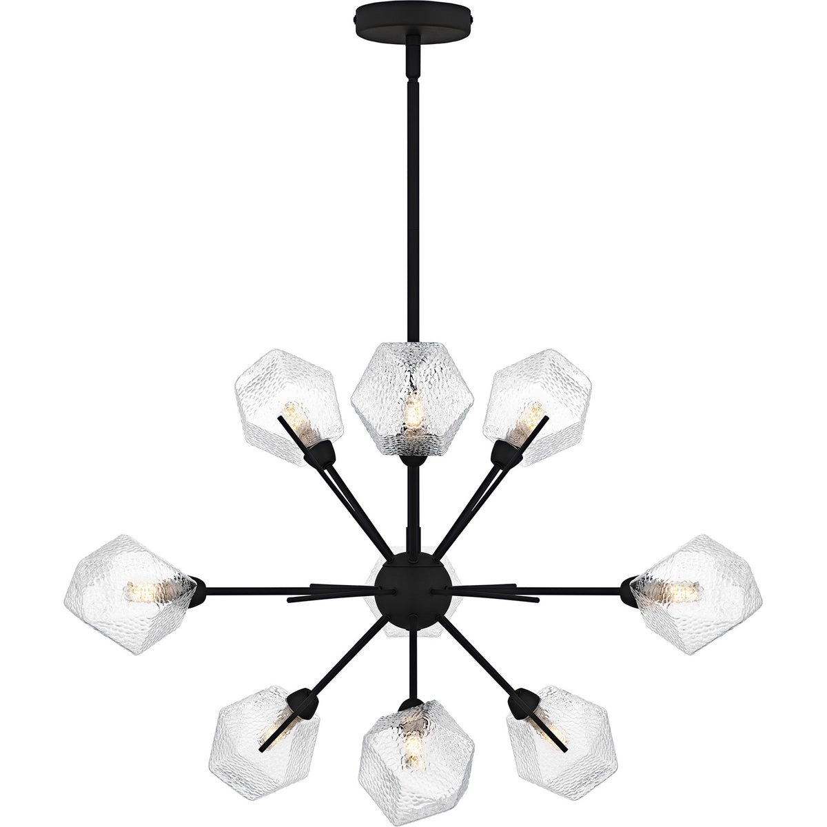 Quoizel Salvador 30in 9-Light Chandelier | Modern Earth Black and Clear Textured Glass | Dining Room & Foyer | 30 x 30 x 18.75 in | Model PCSVD5034EK