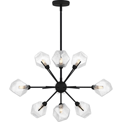 Quoizel Salvador 30in 9-Light Chandelier | Modern Earth Black and Clear Textured Glass | Dining Room & Foyer | 30 x 30 x 18.75 in | Model PCSVD5034EK