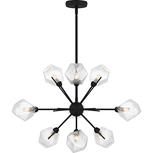 Quoizel Salvador 30in 9-Light Chandelier | Modern Earth Black and Clear Textured Glass | Dining Room & Foyer | 30 x 30 x 18.75 in | Model PCSVD5034EK