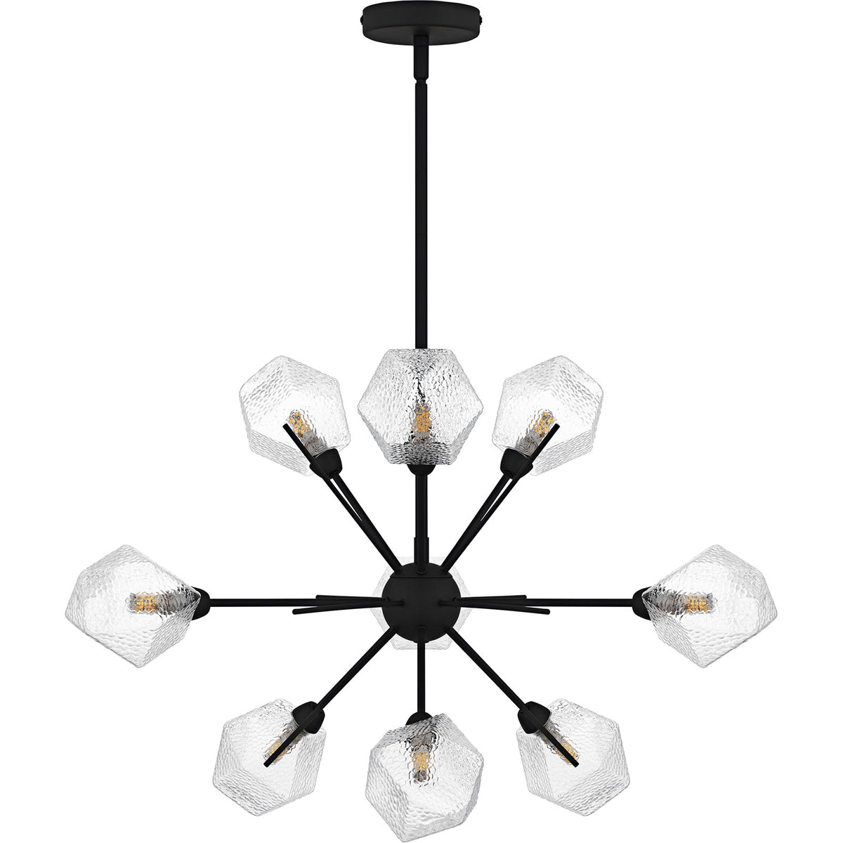 Quoizel Salvador 30in 9-Light Chandelier | Modern Earth Black and Clear Textured Glass | Dining Room & Foyer | 30 x 30 x 18.75 in | Model PCSVD5034EK