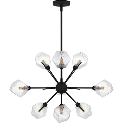 Quoizel Salvador 30in 9-Light Chandelier | Modern Earth Black and Clear Textured Glass | Dining Room & Foyer | 30 x 30 x 18.75 in | Model PCSVD5034EK