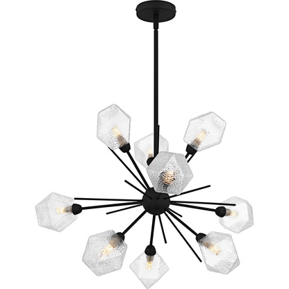 Quoizel Salvador 30in 9-Light Chandelier | Modern Earth Black and Clear Textured Glass | Dining Room & Foyer | 30 x 30 x 18.75 in | Model PCSVD5034EK