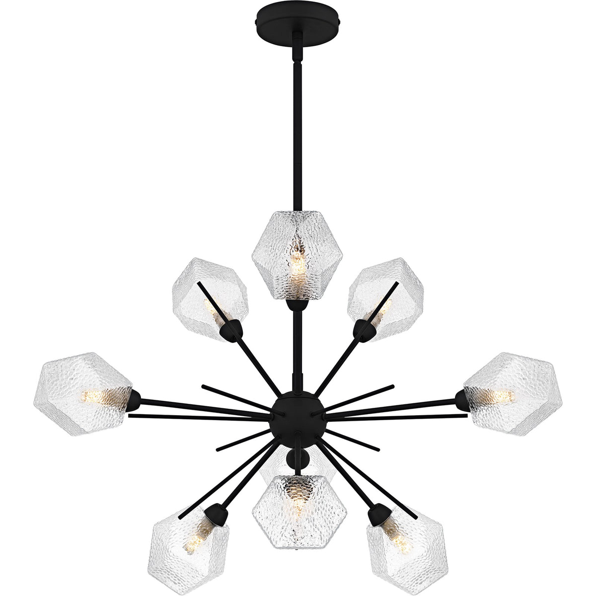Quoizel Salvador 30in 9-Light Chandelier | Modern Earth Black and Clear Textured Glass | Dining Room & Foyer | 30 x 30 x 18.75 in | Model PCSVD5034EK