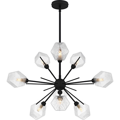Quoizel Salvador 30in 9-Light Chandelier | Modern Earth Black and Clear Textured Glass | Dining Room & Foyer | 30 x 30 x 18.75 in | Model PCSVD5034EK