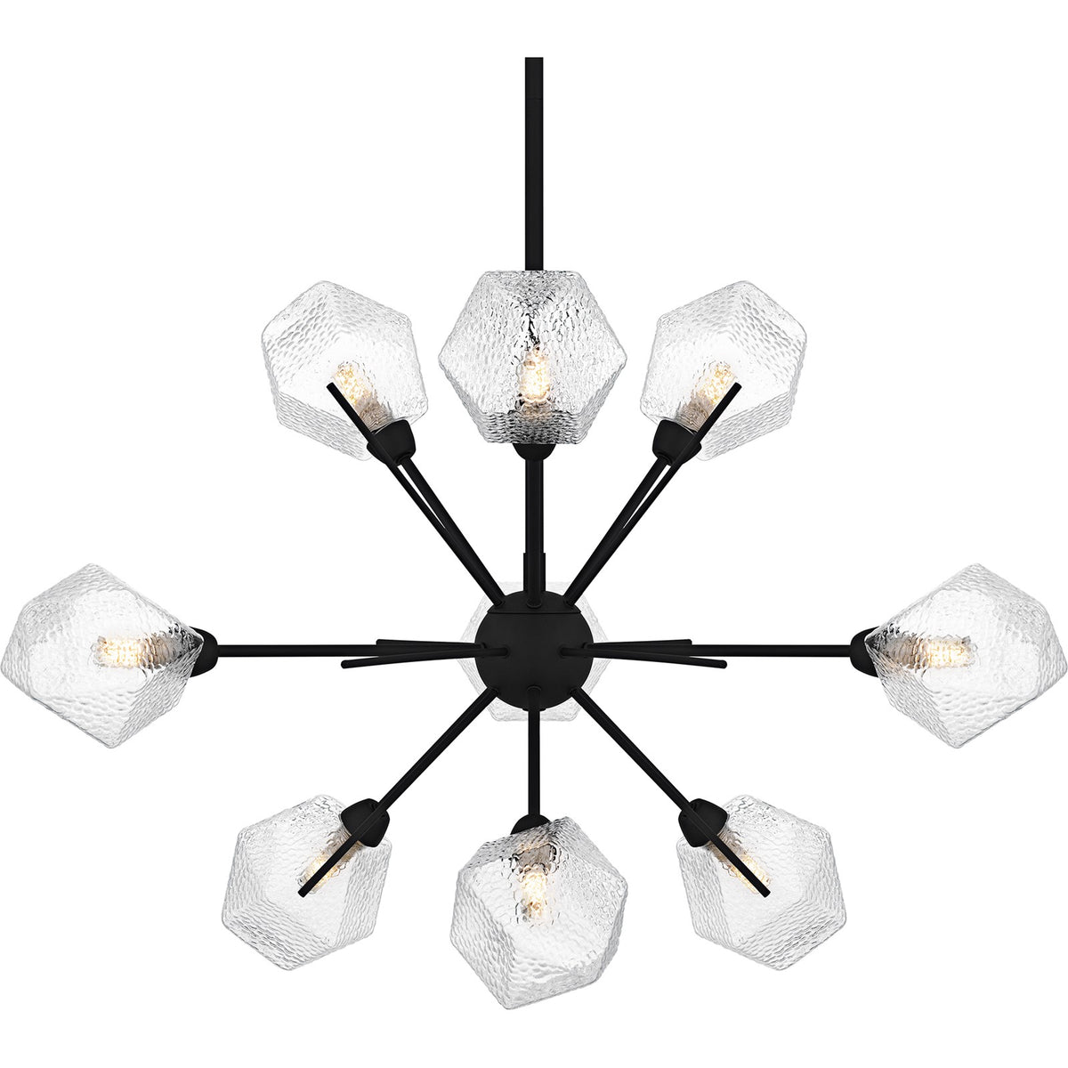 Quoizel Salvador 30in 9-Light Chandelier | Modern Earth Black and Clear Textured Glass | Dining Room & Foyer | 30 x 30 x 18.75 in | Model PCSVD5034EK