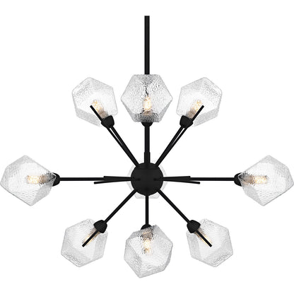 Quoizel Salvador 30in 9-Light Chandelier | Modern Earth Black and Clear Textured Glass | Dining Room & Foyer | 30 x 30 x 18.75 in | Model PCSVD5034EK