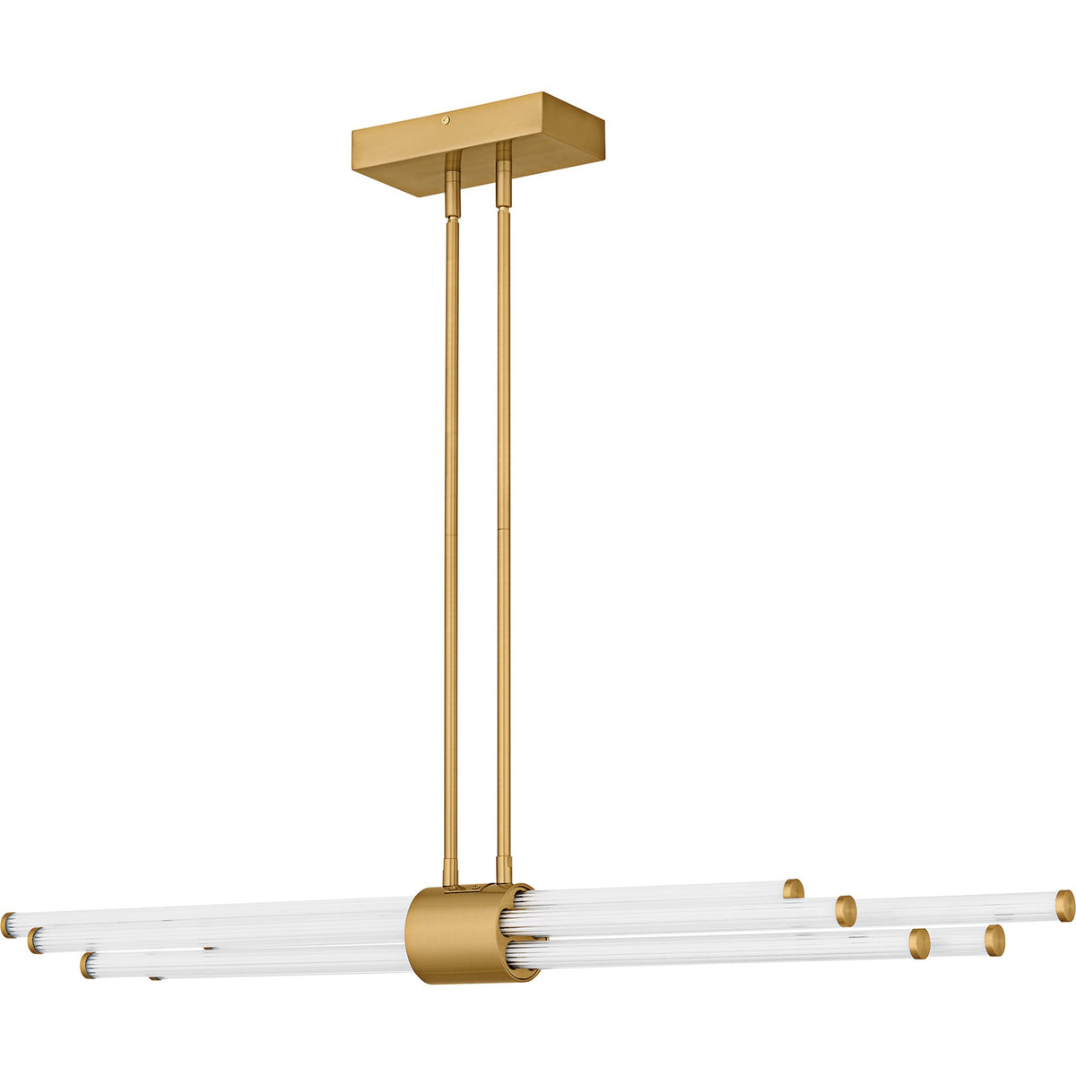 Quoizel Talbott 46in LED Island Chandelier | Modern Brushed Gold and Clear Ribbed Acrylic | Kitchen Island & Dining Room | Model PCTAL146BRG