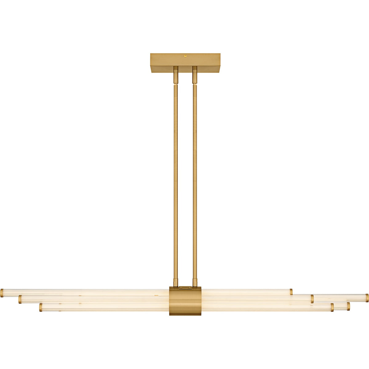 Quoizel Talbott 46in LED Island Chandelier | Modern Brushed Gold and Clear Ribbed Acrylic | Kitchen Island & Dining Room | Model PCTAL146BRG