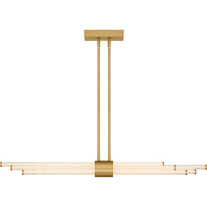 Quoizel Talbott 46in LED Island Chandelier | Modern Brushed Gold and Clear Ribbed Acrylic | Kitchen Island & Dining Room | Model PCTAL146BRG