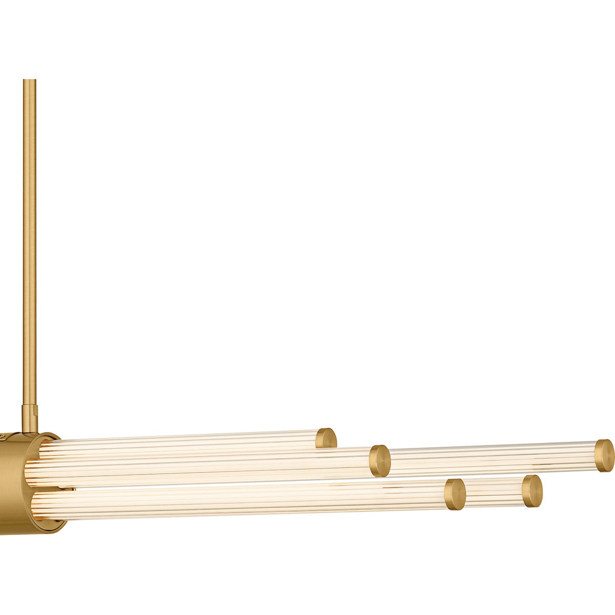 Quoizel Talbott 46in LED Island Chandelier | Modern Brushed Gold and Clear Ribbed Acrylic | Kitchen Island & Dining Room | Model PCTAL146BRG