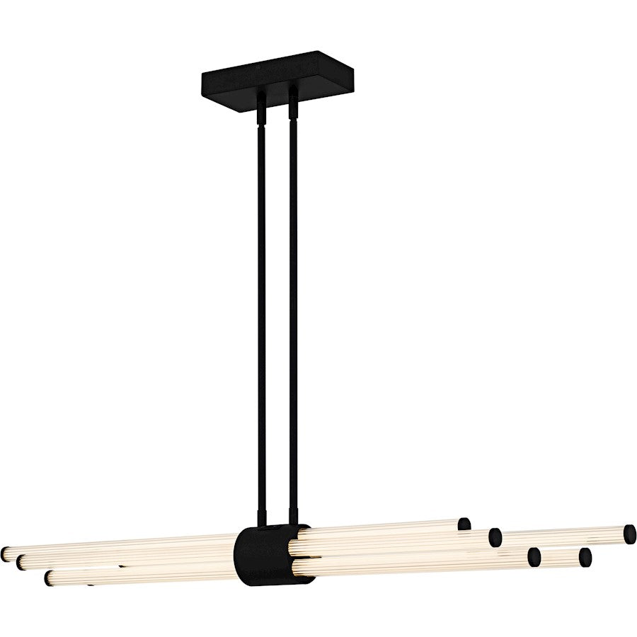 Quoizel Talbott 46in LED Island Chandelier | Modern Matte Black and Clear Ribbed Acrylic | Kitchen Island & Dining Room | Model PCTAL146MBK