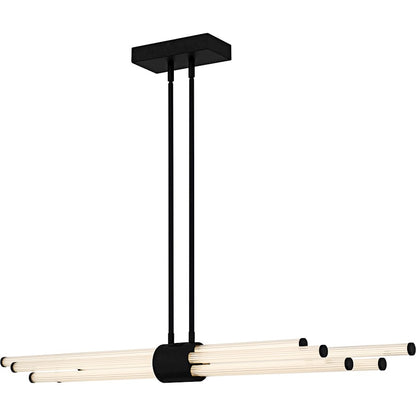 Quoizel Talbott 46in LED Island Chandelier | Modern Matte Black and Clear Ribbed Acrylic | Kitchen Island & Dining Room | Model PCTAL146MBK
