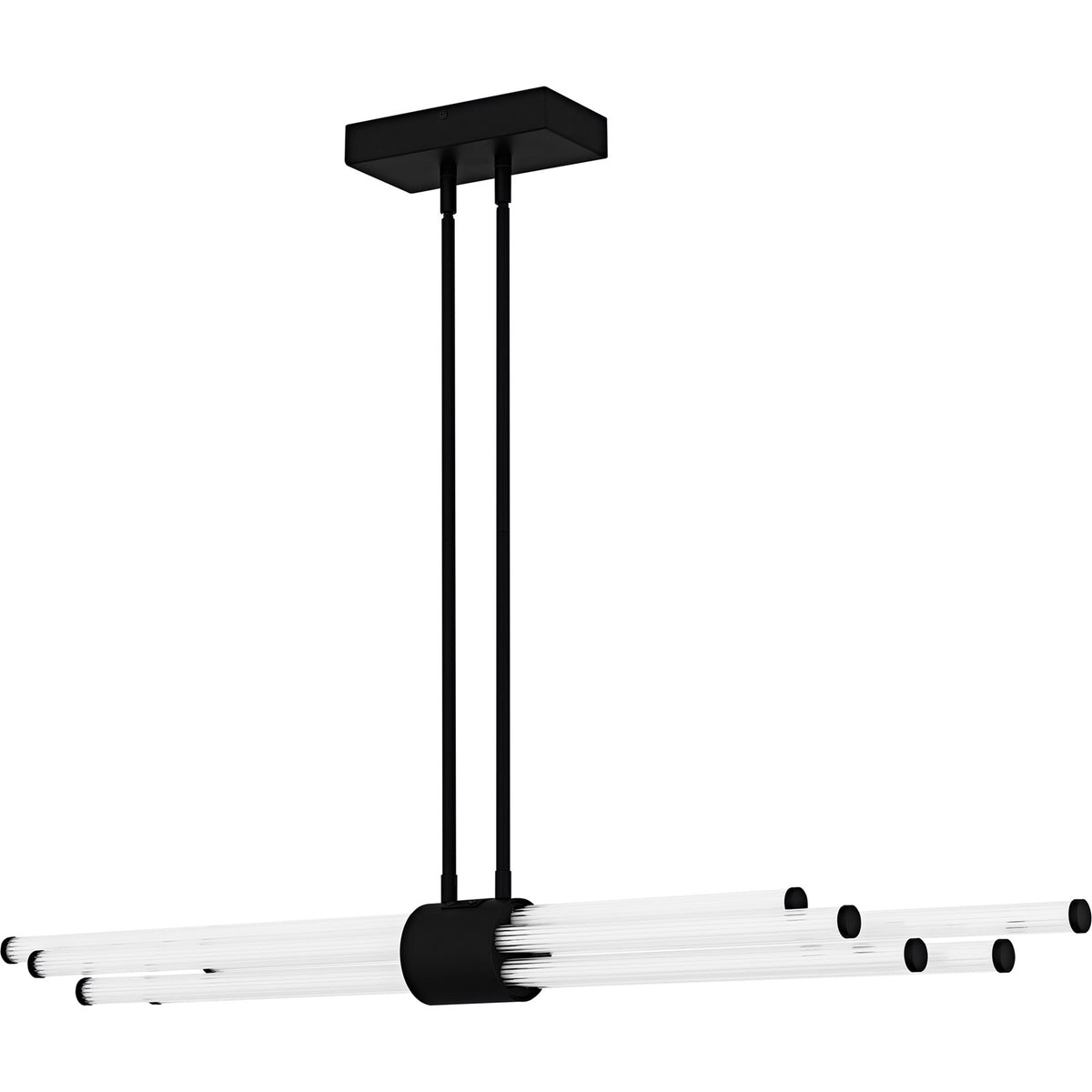 Quoizel Talbott 46in LED Island Chandelier | Modern Matte Black and Clear Ribbed Acrylic | Kitchen Island & Dining Room | Model PCTAL146MBK