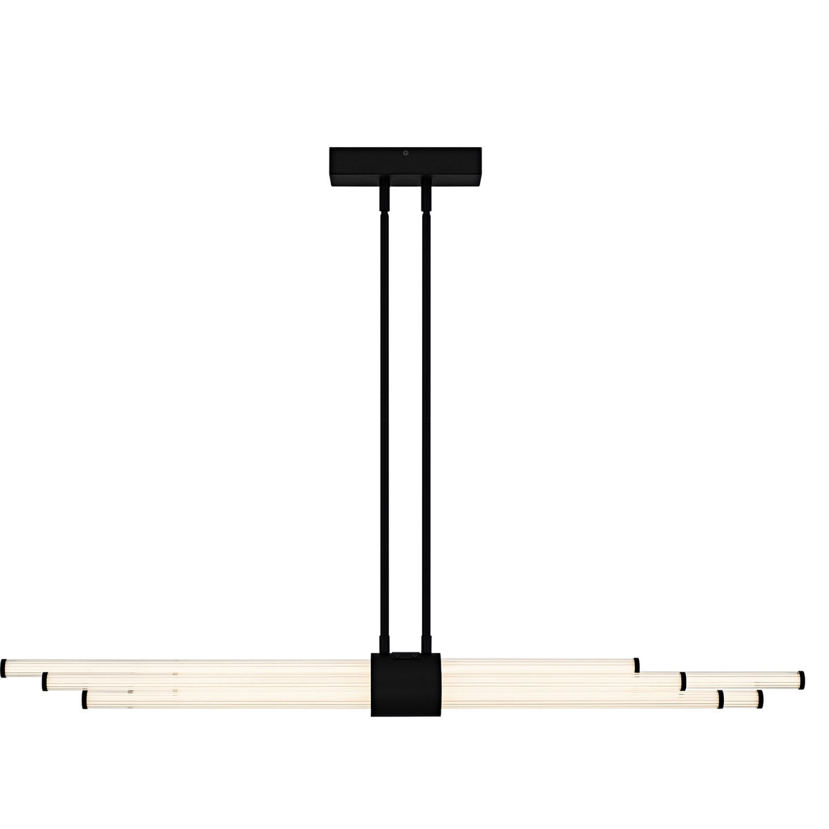 Quoizel Talbott 46in LED Island Chandelier | Modern Matte Black and Clear Ribbed Acrylic | Kitchen Island & Dining Room | Model PCTAL146MBK