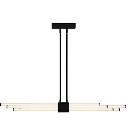 Quoizel Talbott 46in LED Island Chandelier | Modern Matte Black and Clear Ribbed Acrylic | Kitchen Island & Dining Room | Model PCTAL146MBK