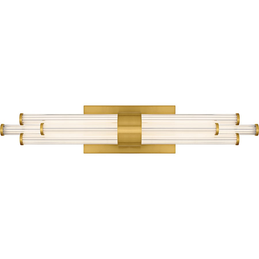 Quoizel Talbott 24in LED Bath Light | Modern Brushed Gold and Clear Ribbed Acrylic | Bathroom Vanity & Powder Room | Model PCTAL8624BRG