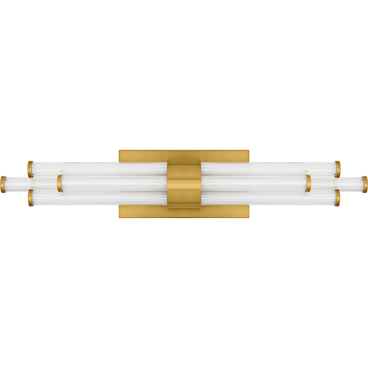 Quoizel Talbott 24in LED Bath Light | Modern Brushed Gold and Clear Ribbed Acrylic | Bathroom Vanity & Powder Room | Model PCTAL8624BRG