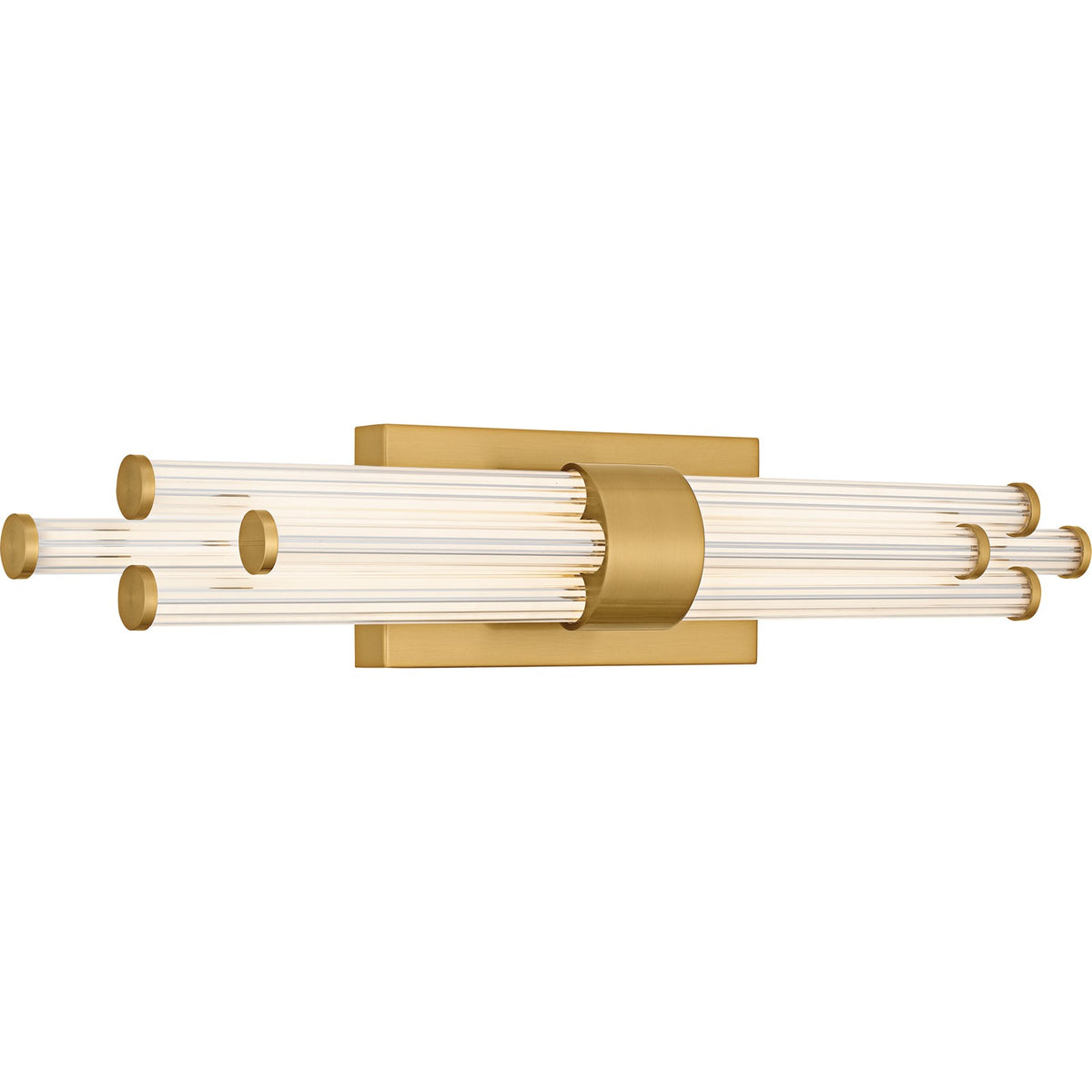 Quoizel Talbott 24in LED Bath Light | Modern Brushed Gold and Clear Ribbed Acrylic | Bathroom Vanity & Powder Room | Model PCTAL8624BRG